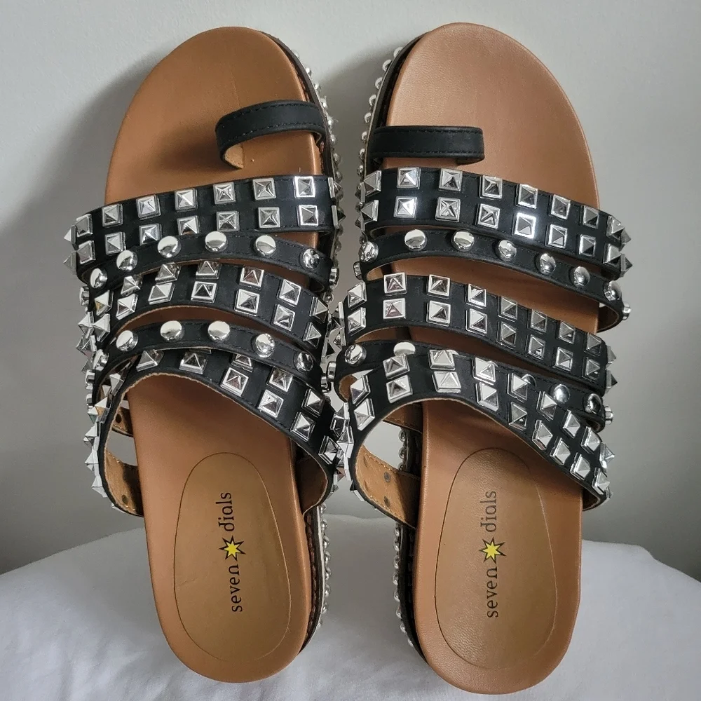 Seven Dials Studded Slide Sandal Women’s Sz 9 Goth Rock Grunge - Picture 4 of 4
